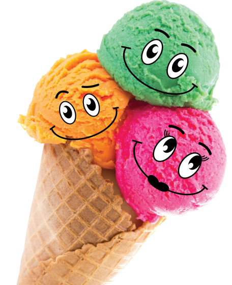 ice cream with colorful scoops